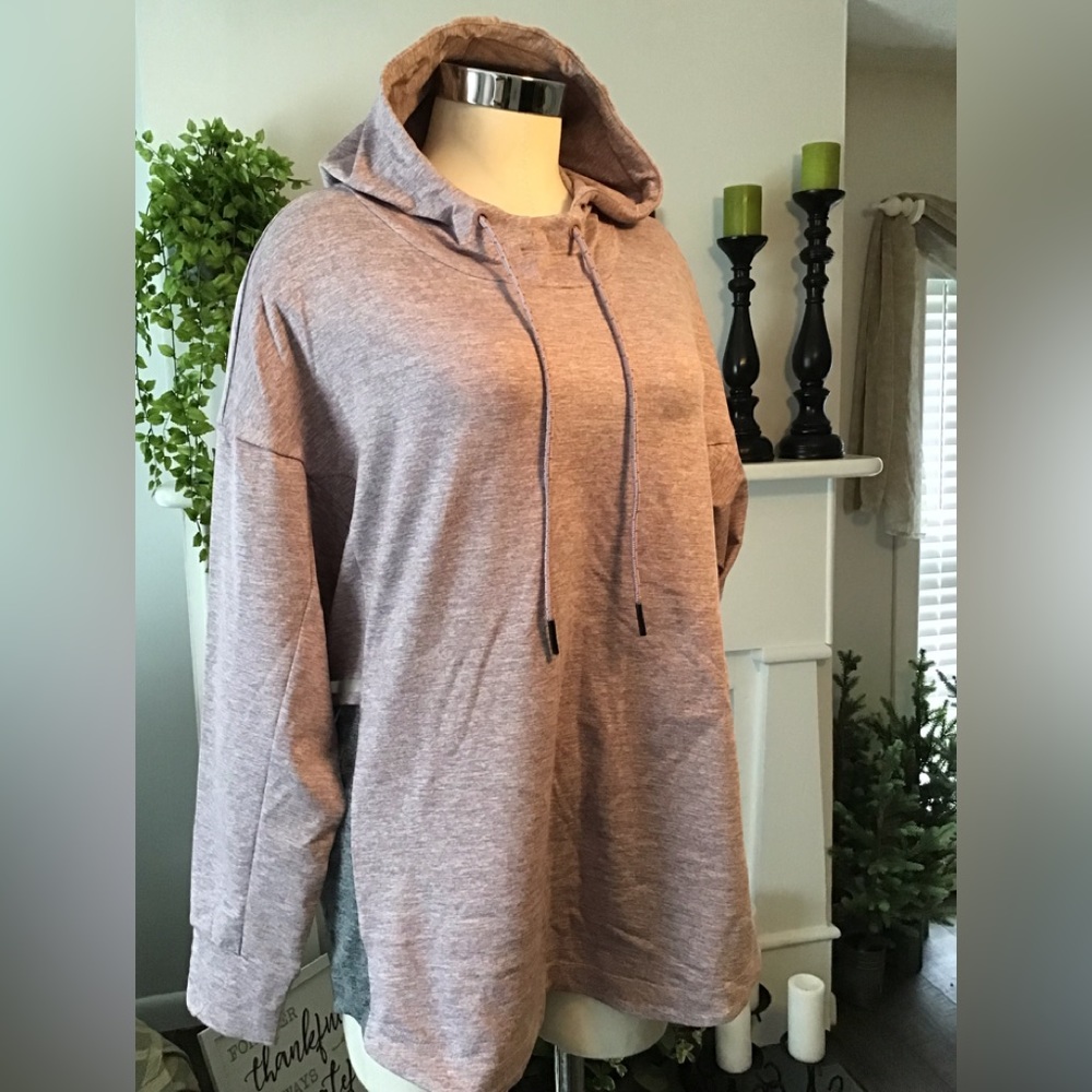 Serene Tangerine mock neck soft yoga hoodie lavender/gray Heather color. NWT